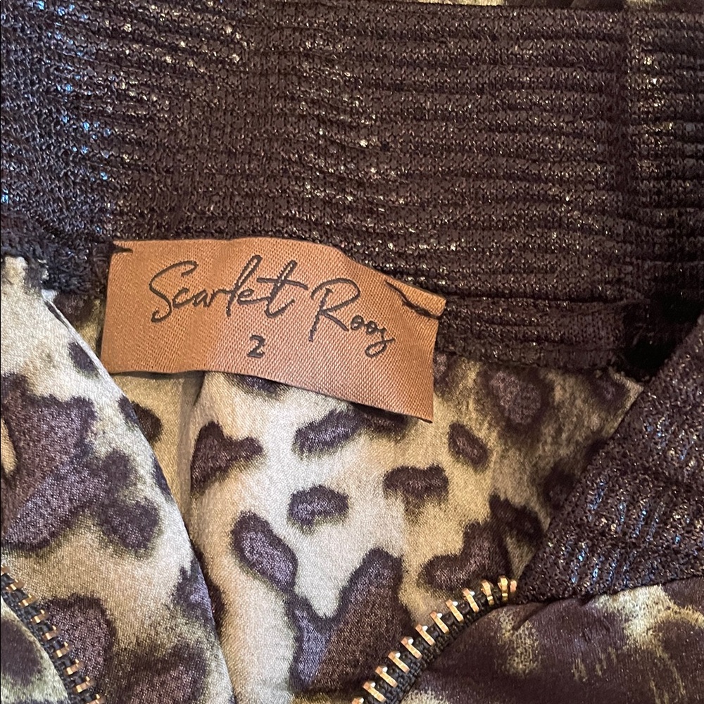 🐆🤎SCARLET ROOS Leopard Bomber Jacket Size EU 2 - Picture 2 of 8